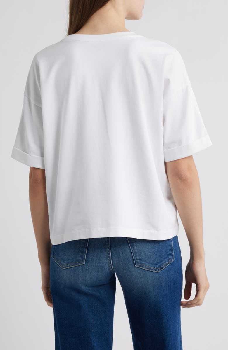 Eileen Fisher Cuffed Sleeve Cotton Crewneck T-Shirt, Alternate, color, White