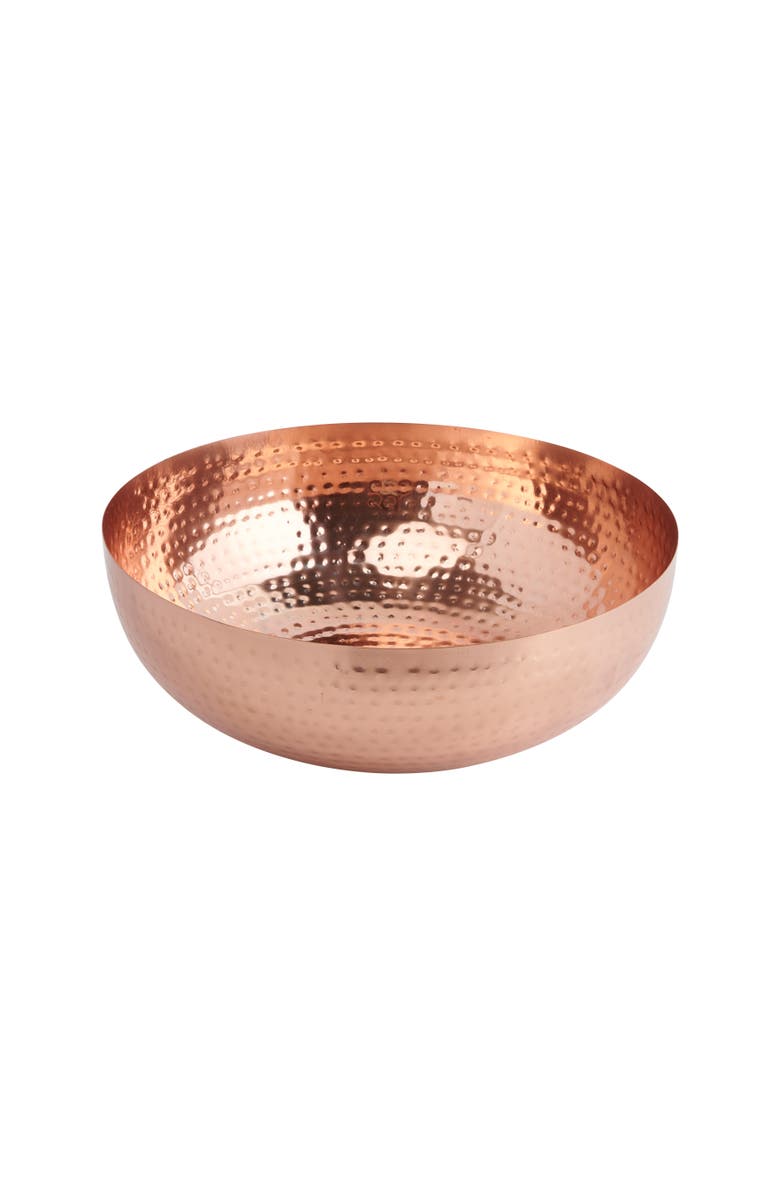 Storied Home Round Hammered Metal Bowl, Copper Finish, Main, color,