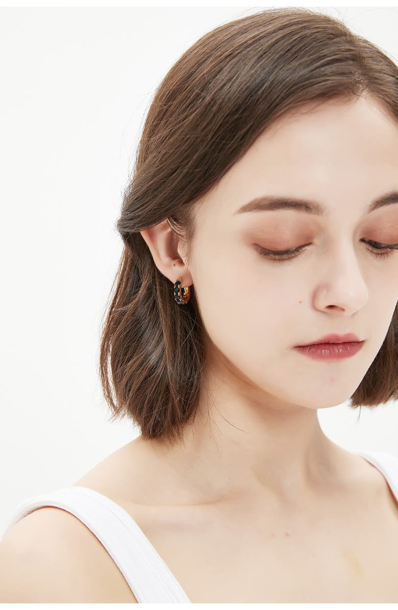 Classicharms Daniela Huggie Hoop Zirconia Earrings, Alternate, color, Onyx Black