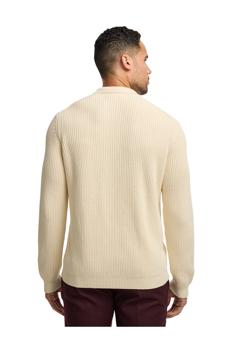 Cotton Cable V-neck Polo, Alternate, color, Ivory