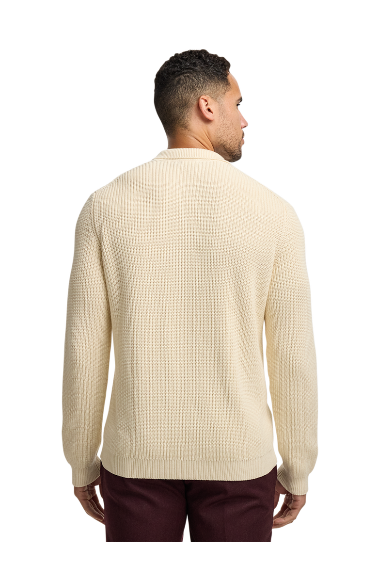 Paul Fredrick Cotton Cable V-neck Polo, Alternate, color, Ivory