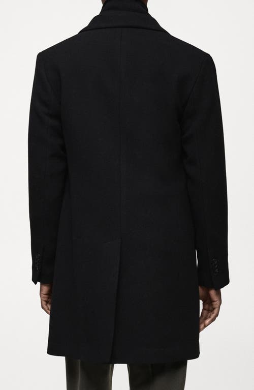 Mango Wool Blend Coat With Removable Bib In Black