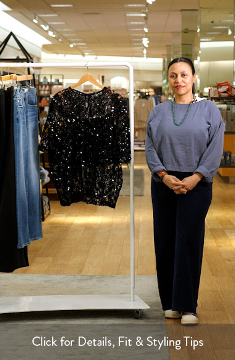 Yonder Oversize Check Sequin Floral Lace Top, sales video thumbnail