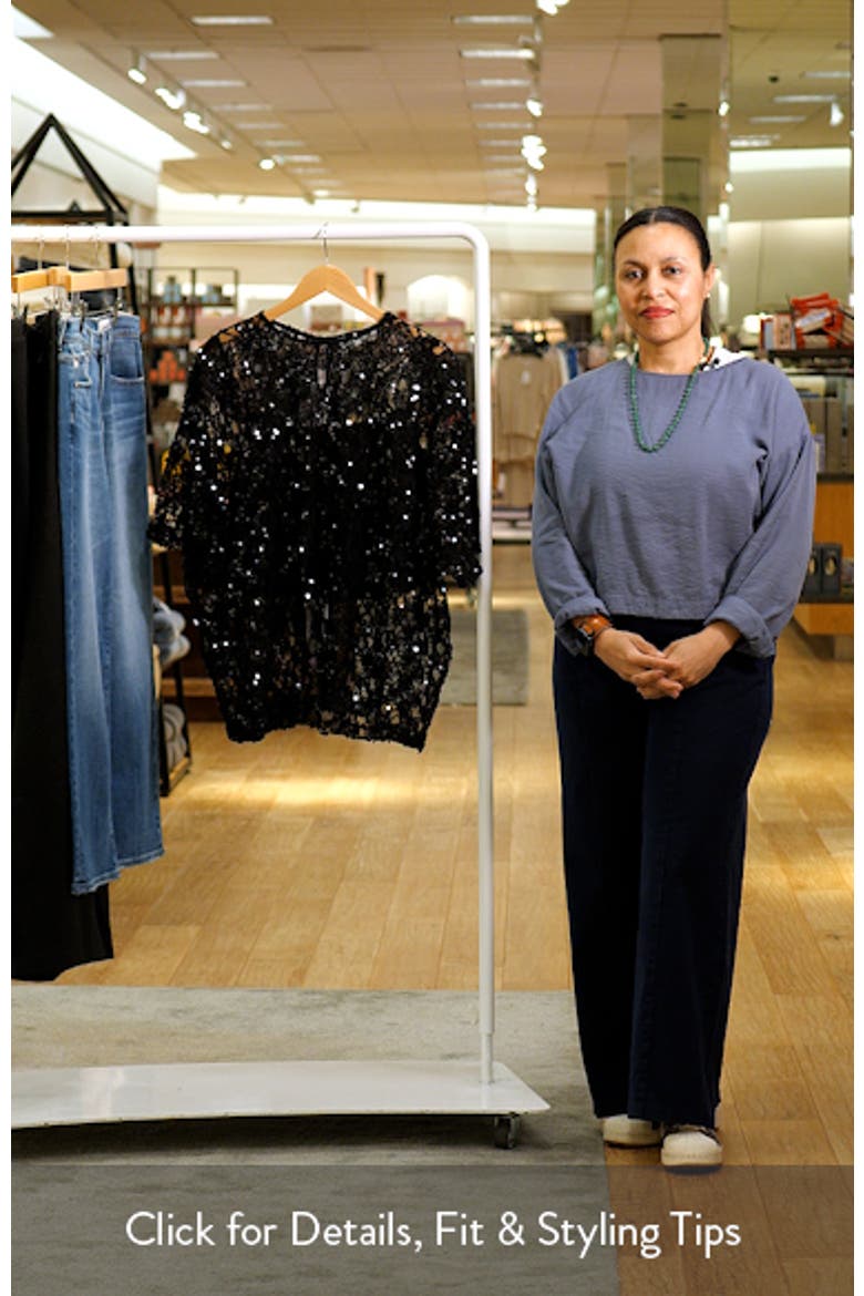 Yonder Oversize Check Sequin Floral Lace Top video