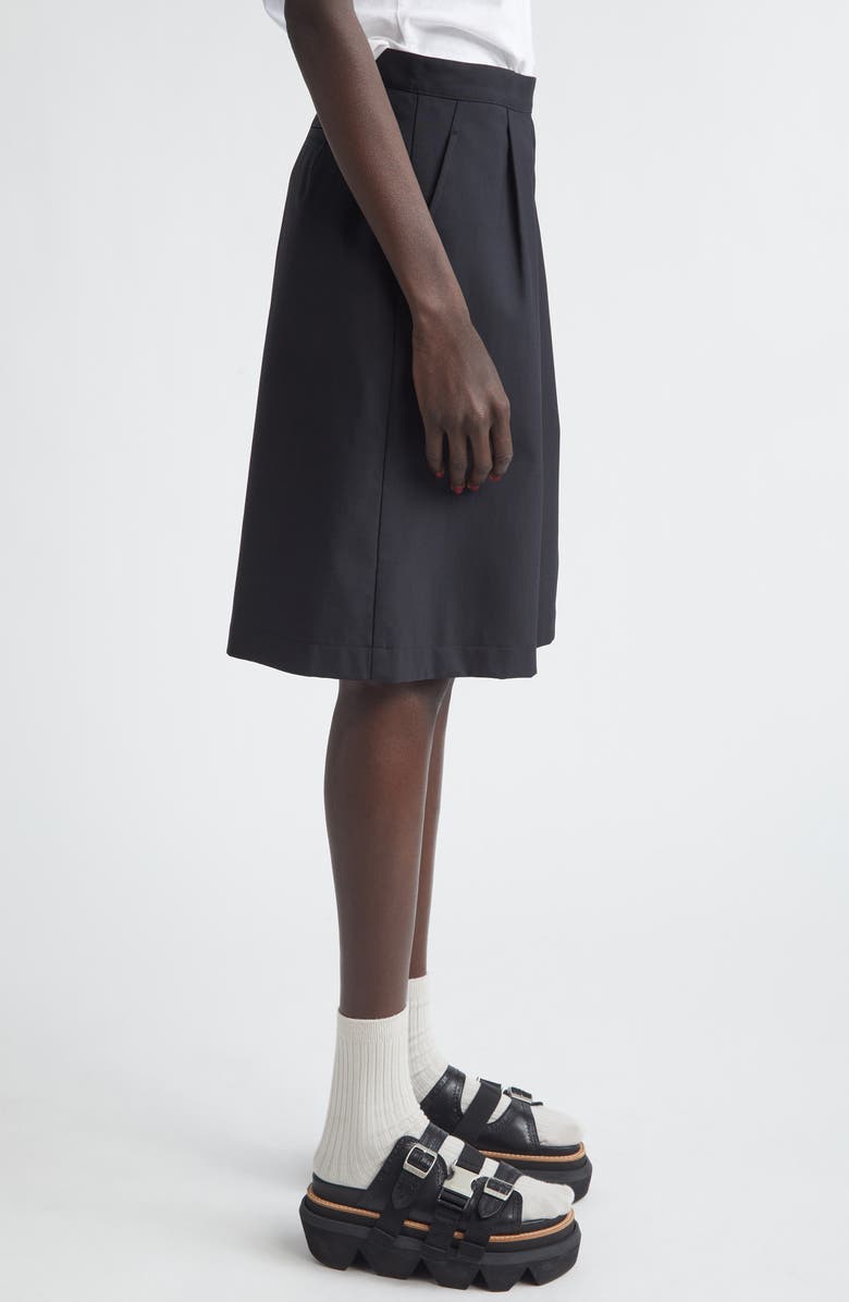 Tao Comme des Garçons Pleated Yarn Dyed Tropical Weight Wool Blend Shorts, Alternate, color, Black