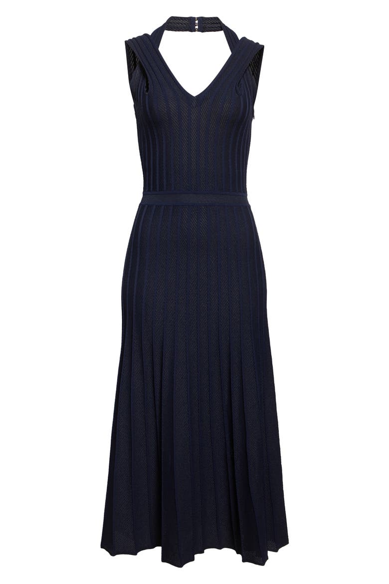 Diagonal Knit Fit & Flare Dress, Alternate, color, NAVY