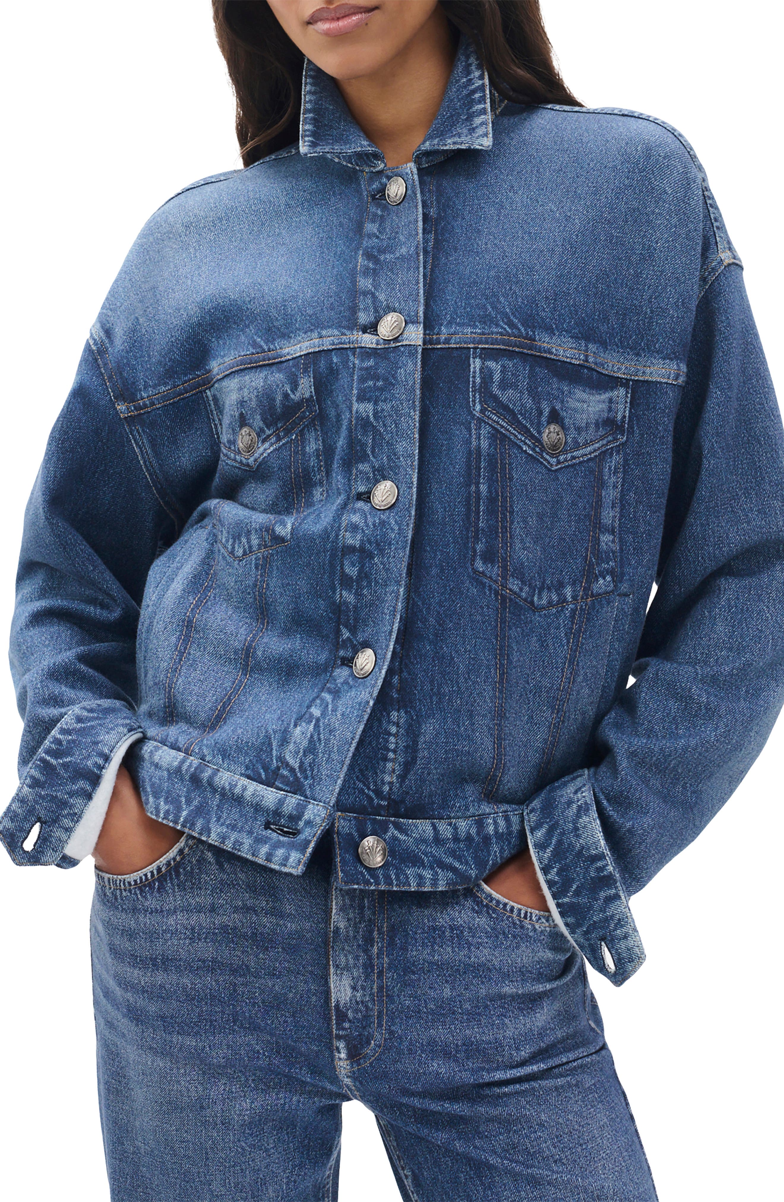 rb Miramar Trompe l'Oeil Faux Denim Terry Trucker Jacket
