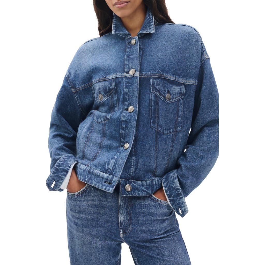 Rag & Bone Miramar Terry Trucker Jacket In Blue