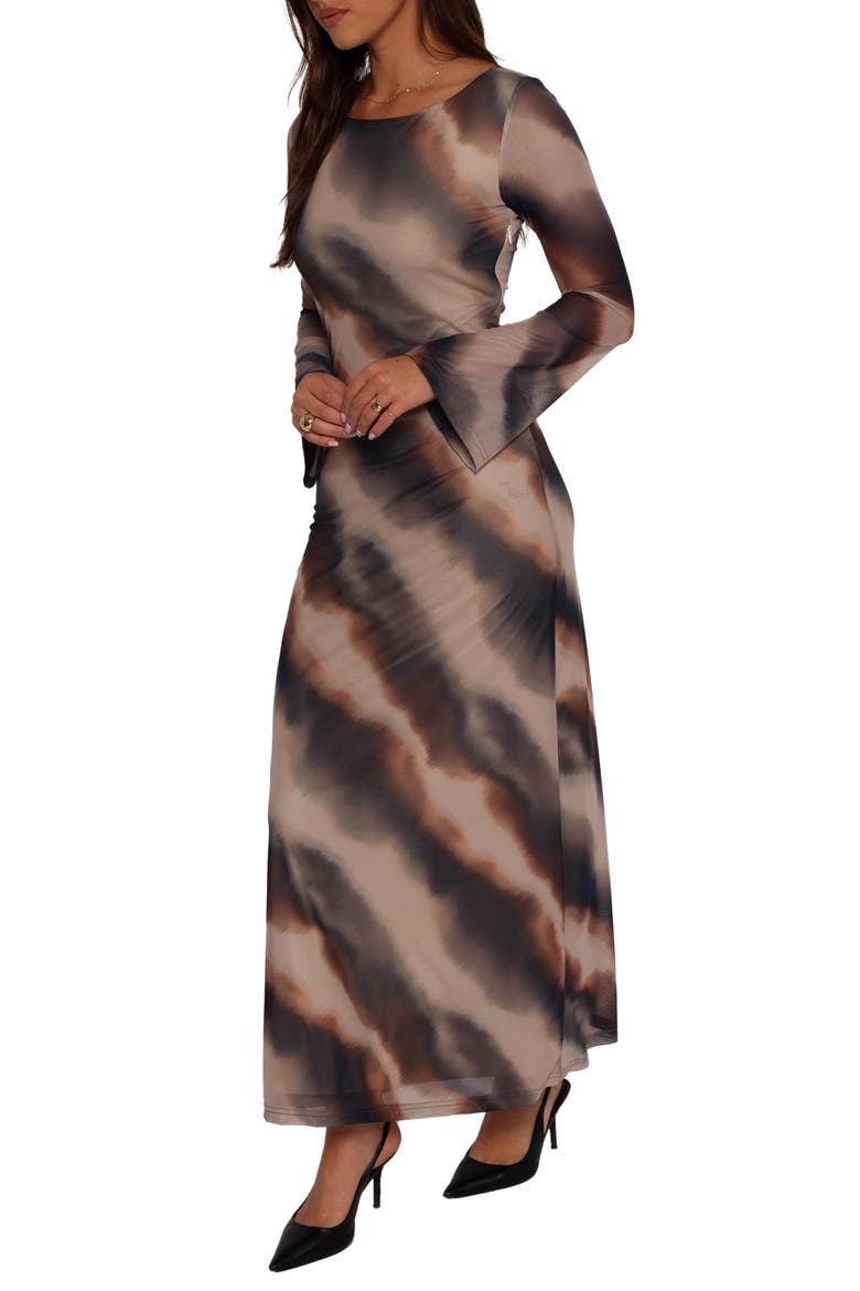Pandora Long Sleeve Mesh Maxi Dress, Alternate, color, OMBRE STRIPE