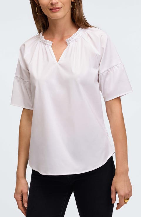 Vicky Stretch Cotton Blend Poplin Top