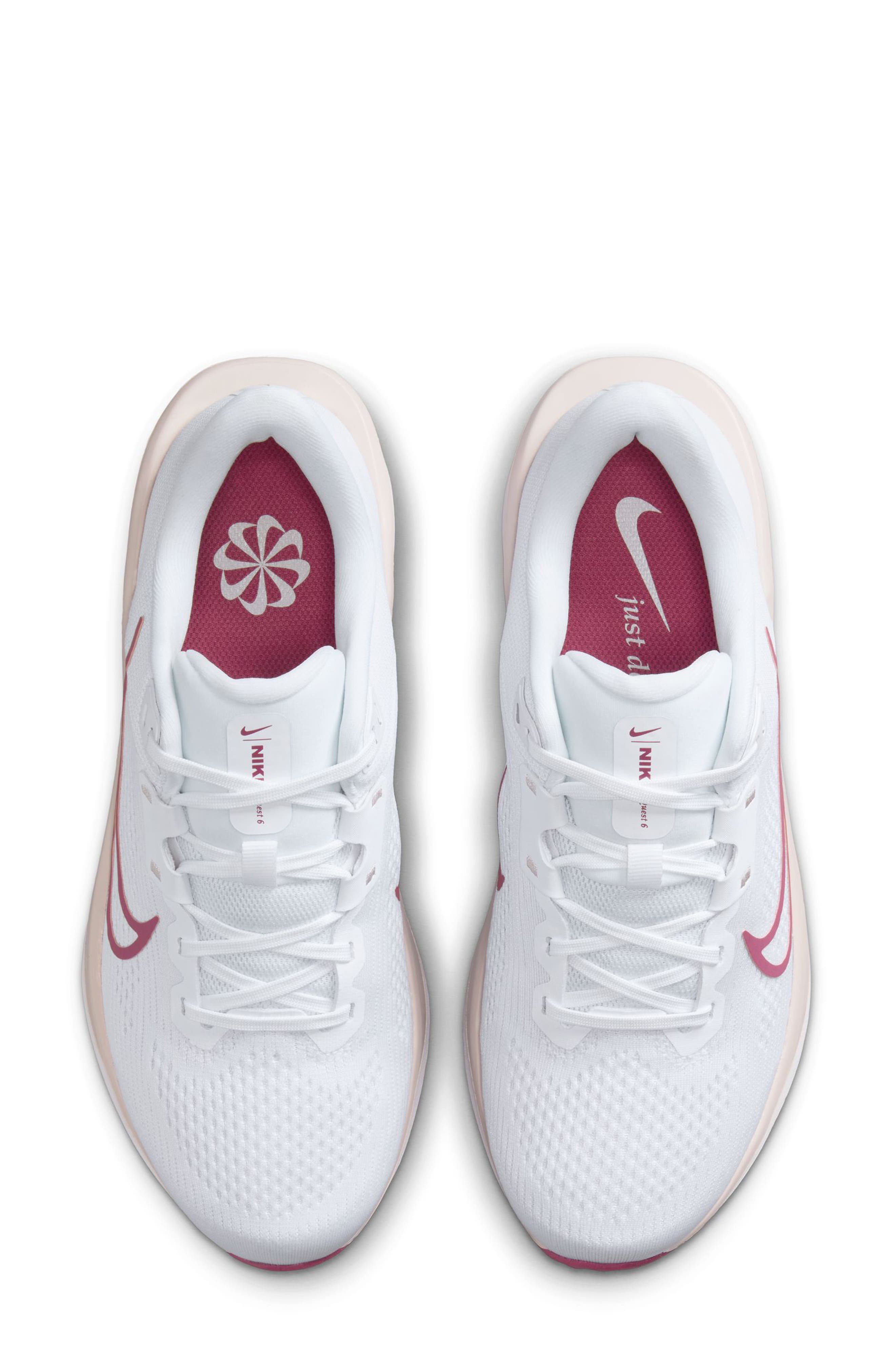 Quest 6 Running Shoe, Alternate, color, WHITE/ SWEET BEET/ RED