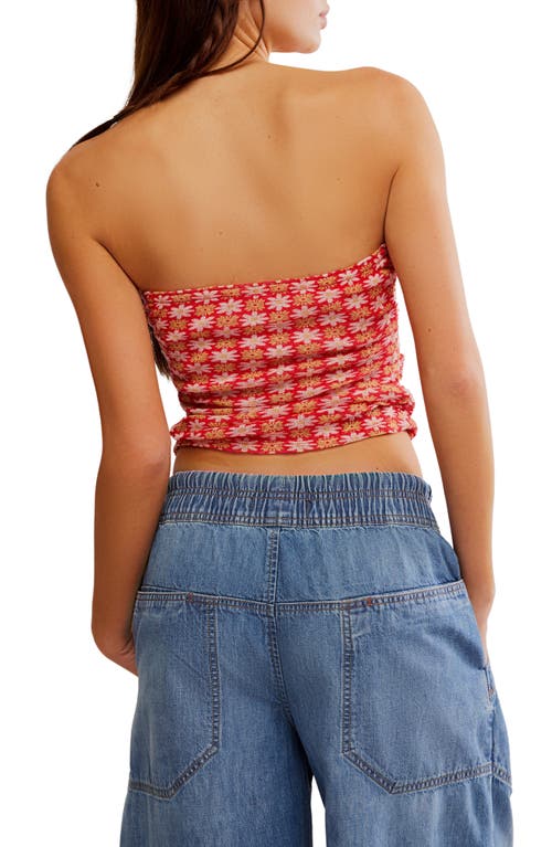 Free People Boulevard Floral Cotton Knit Tube Top In Red