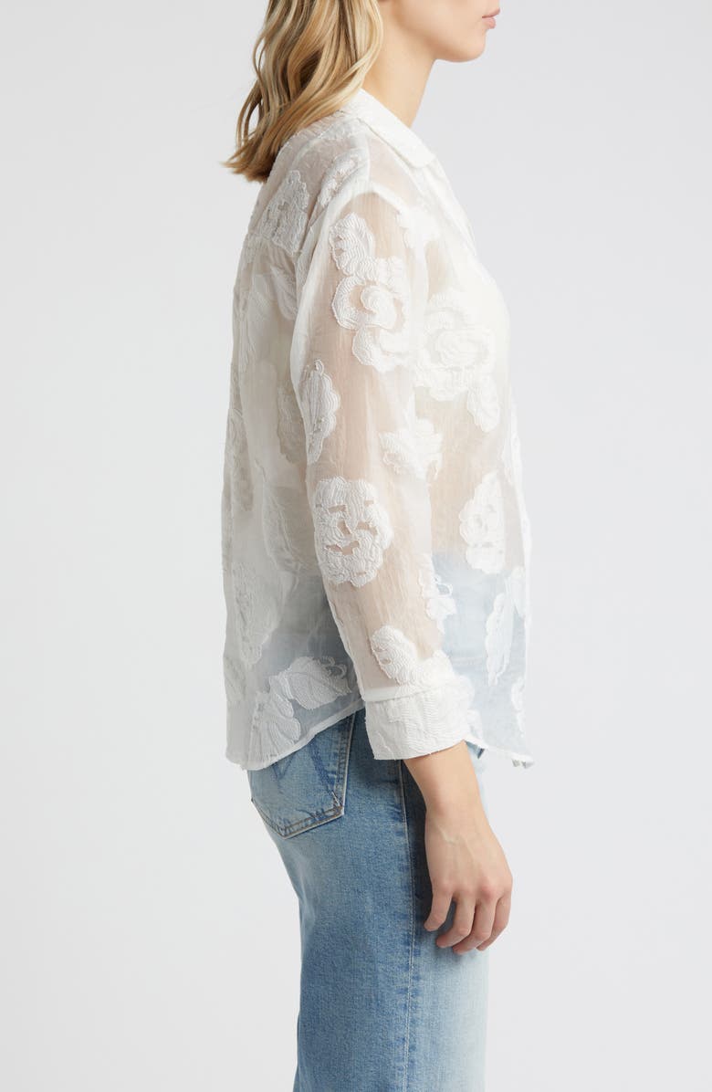 NIKKI LUND Liz Embroidered Floral Button-Up Shirt, Alternate, color, White