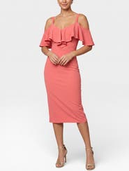 RACHEL Rachel Roy Marcella Off the Shoulder Ruffle Midi Dress