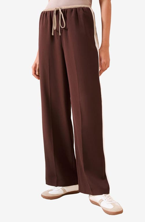 Friends Like These Side Stripe Drawstring Wide Leg Pants In Brown