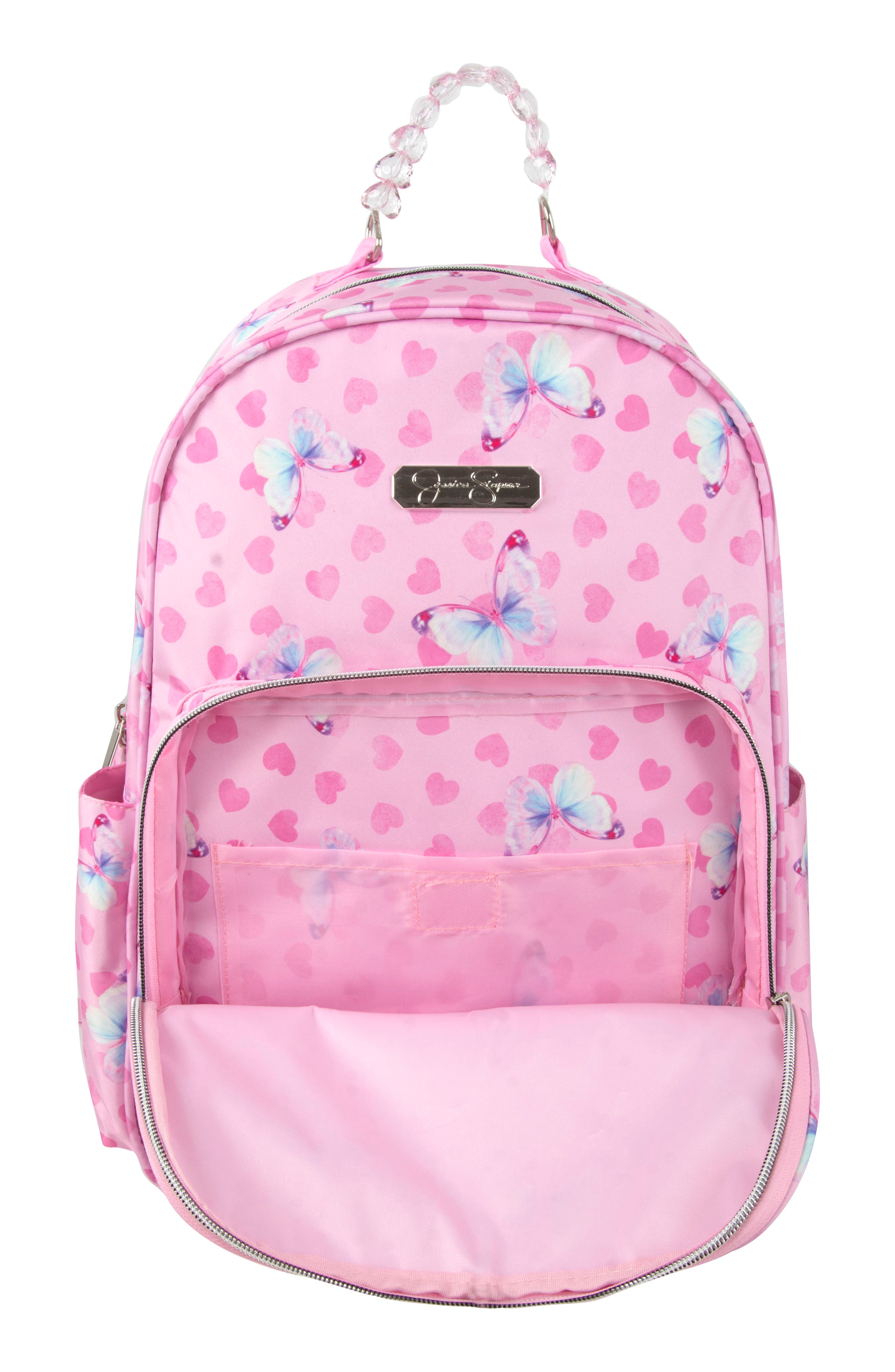 Jessica Simpson Kids' Embellished Handle Backpack, Alternate, color, Pink