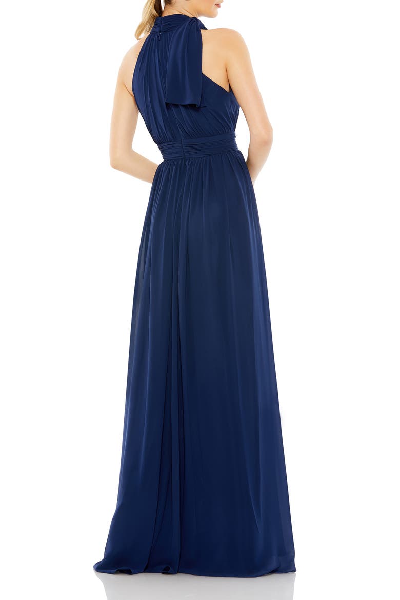 A Line Chiffon Halter Neck Evening Gown, Alternate, color, MIDNIGHT