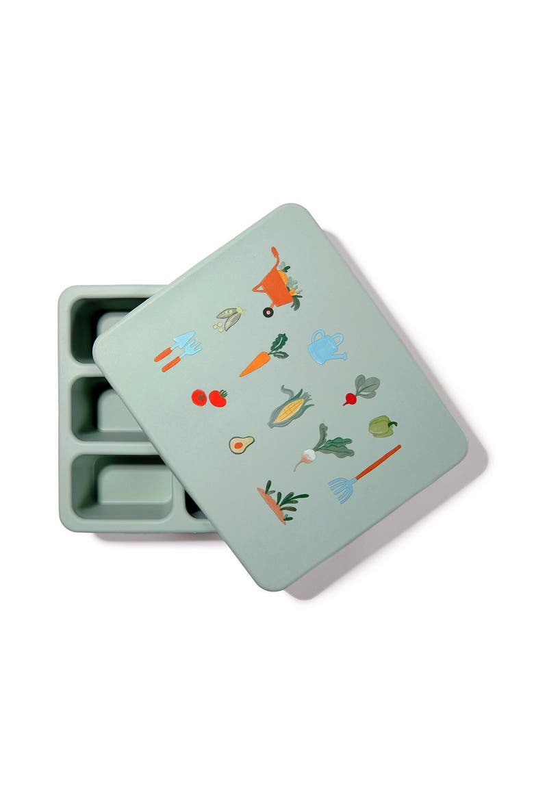 Silicone Mini Bento Box and Foldable Placemat, Alternate, color, Veggie Robin's Egg Blue