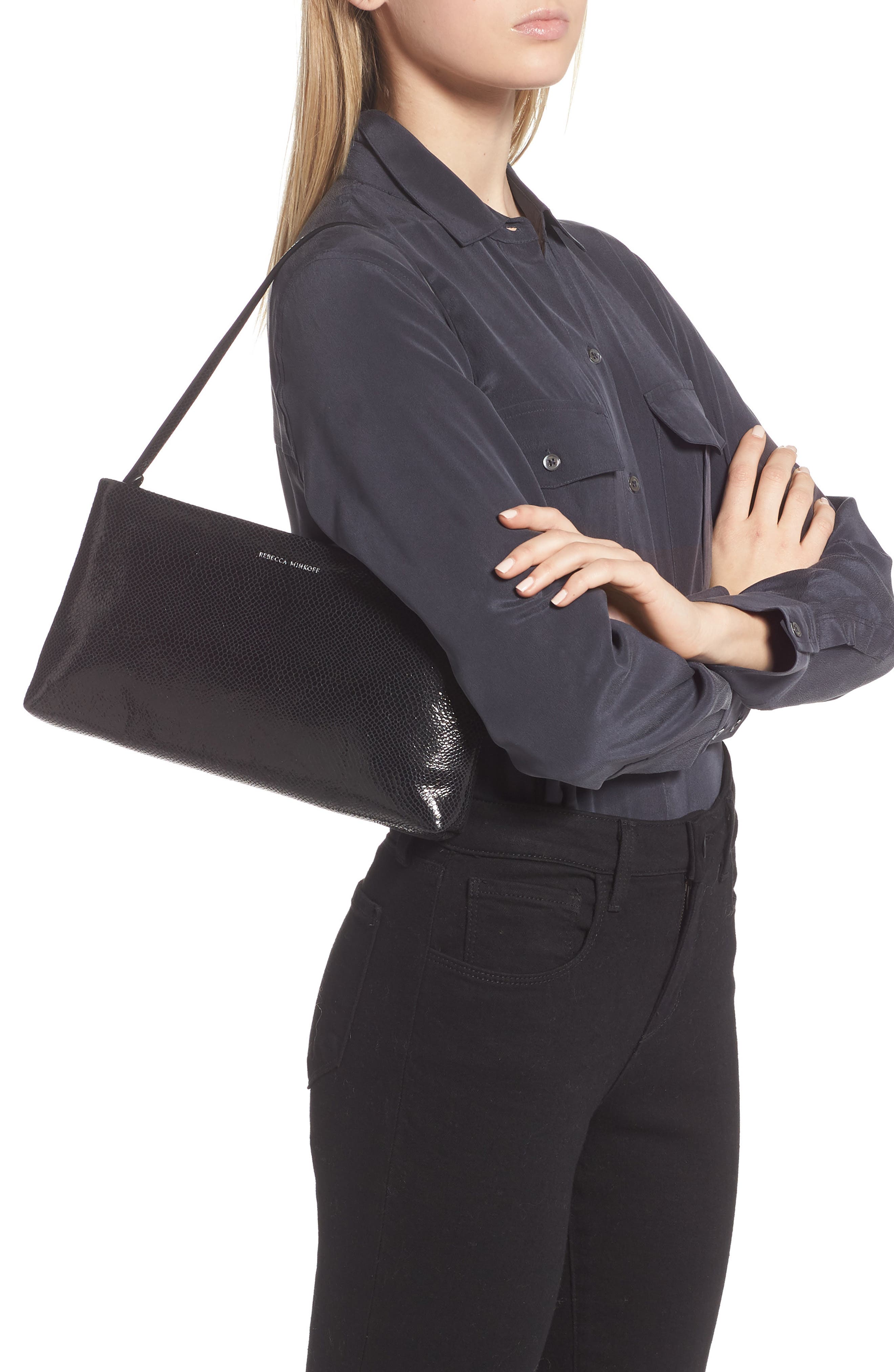 Rebecca Minkoff Leather Zip Clutch, Alternate, color, 