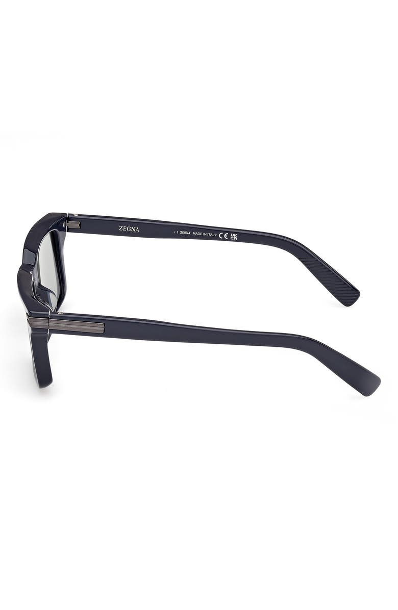 ZEGNA 53mm Rectangular Sunglasses, Alternate, color, Shiny Blue / Matte Gunmetal