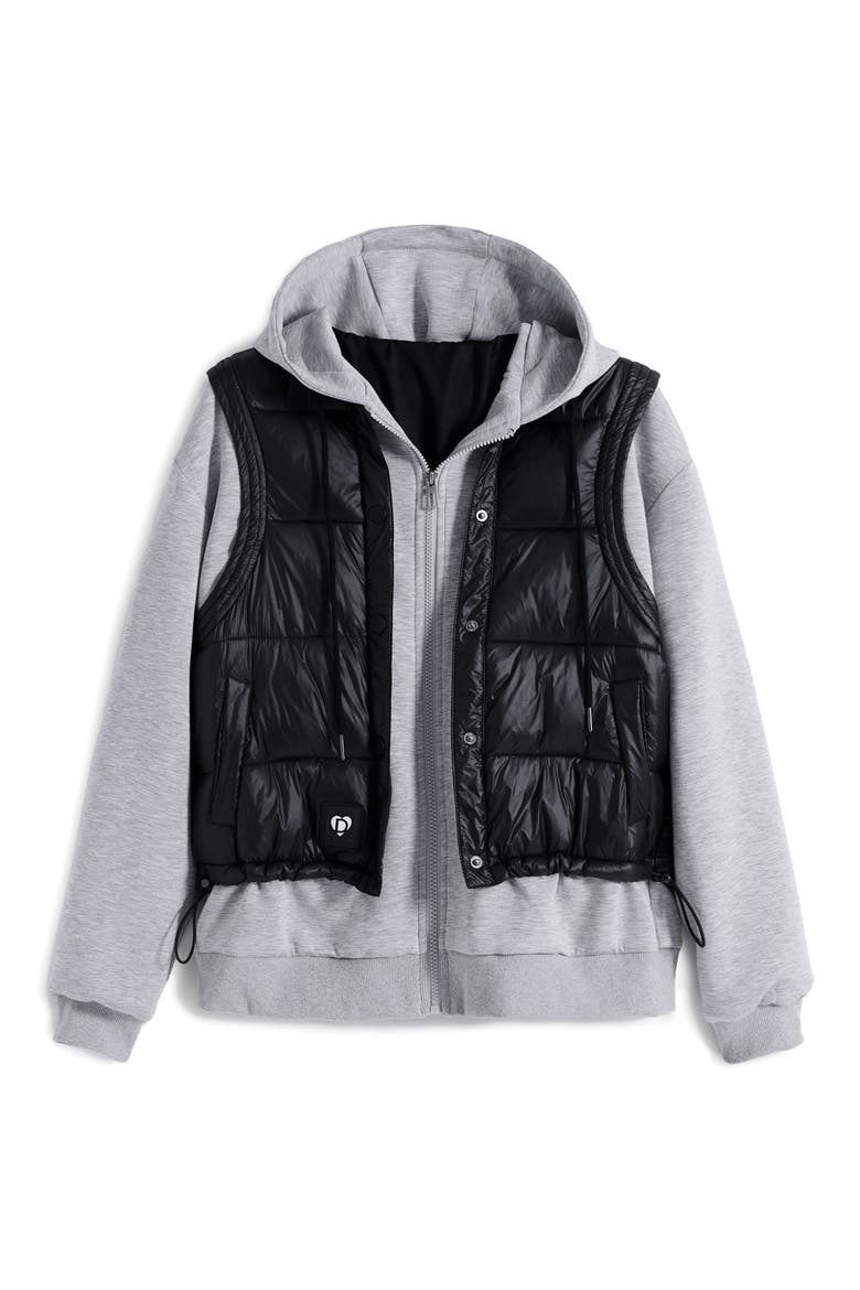 Layered Zip Hoodie, Alternate, color, LIGHT GRAY