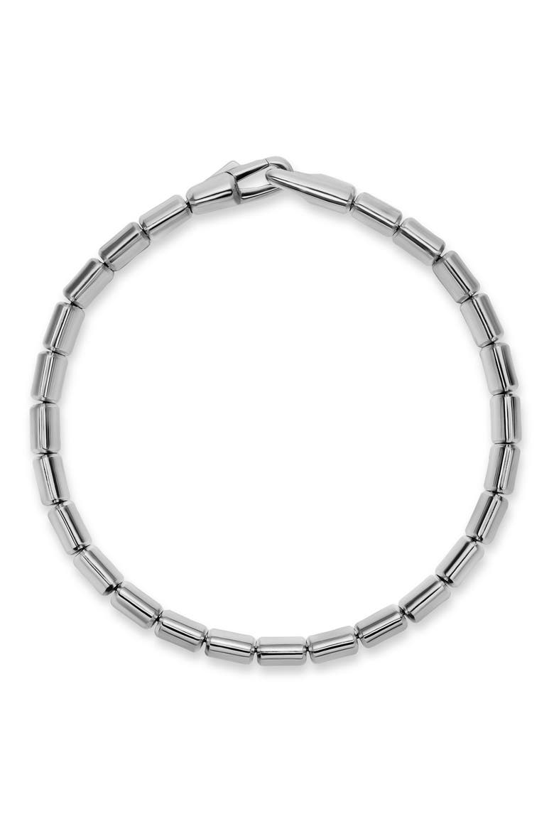 Men's Spiritual Beads Flat Bead Bracelet in Sterling Silver, 8mm, Alternate, color, SILVER