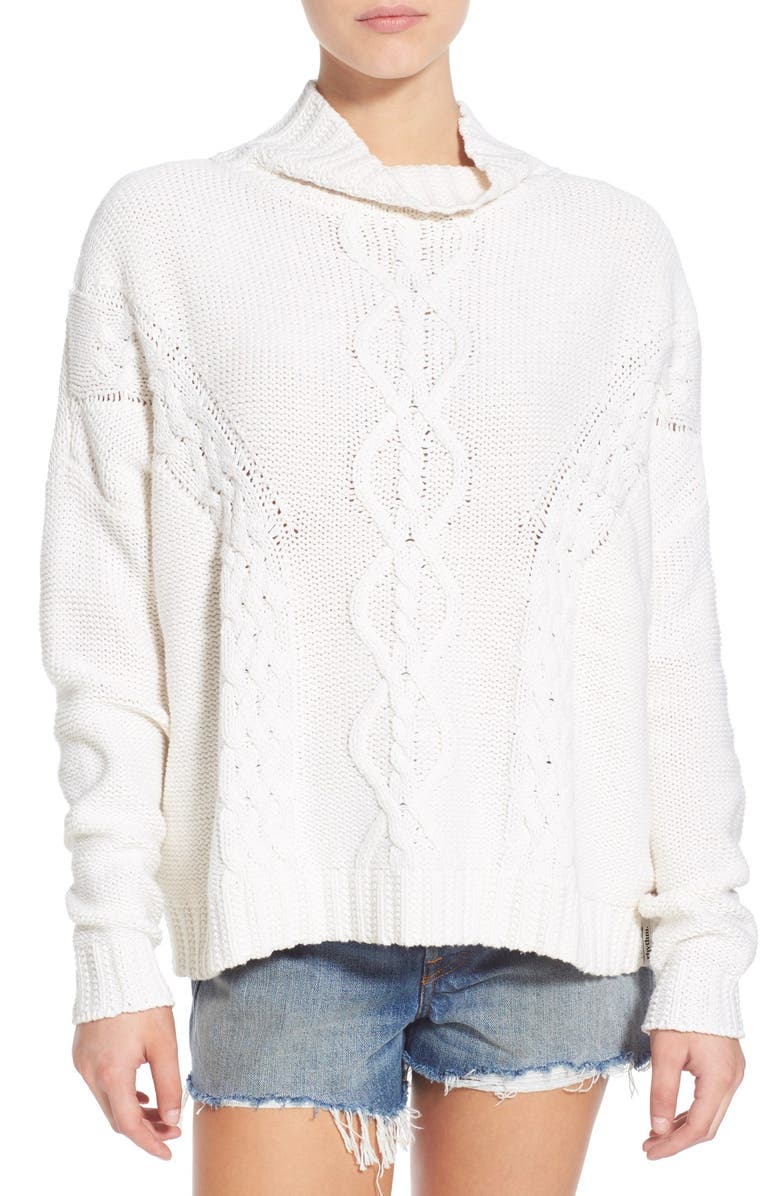 Rhythm 'Yacht' Cable Knit Turtleneck Sweater, Main, color, 