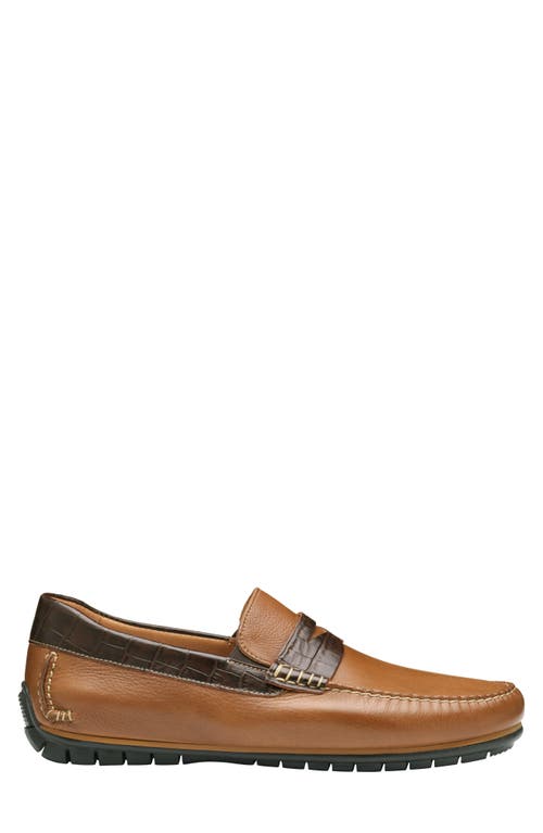 Johnston & Murphy Cort 2.0 Bit Loafer In Tan Full Grain/dark Brown Croc