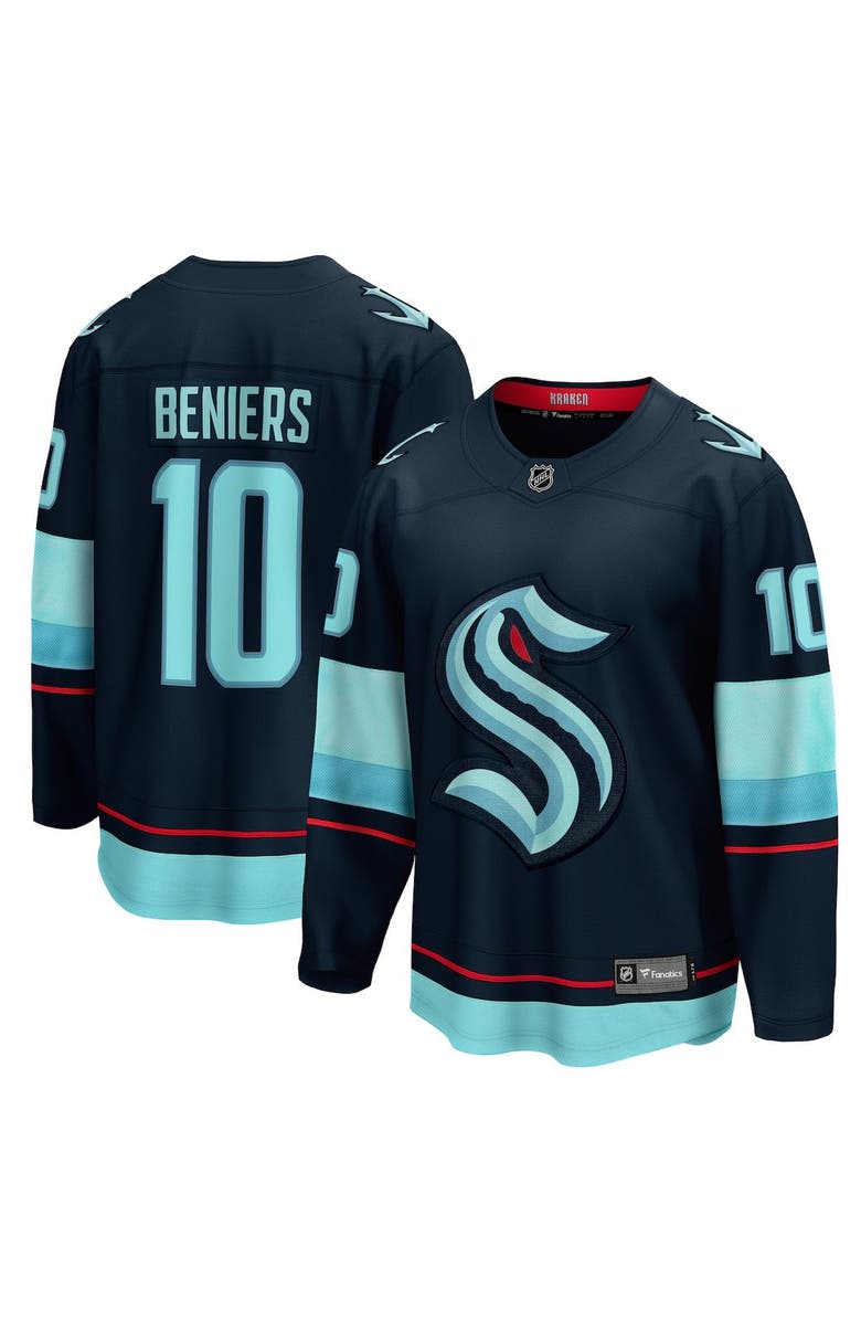 FANATICS Men's Fanatics Matty Beniers Deep Sea Blue Seattle Kraken Premier Breakaway Player Jersey, Main, color, Navy