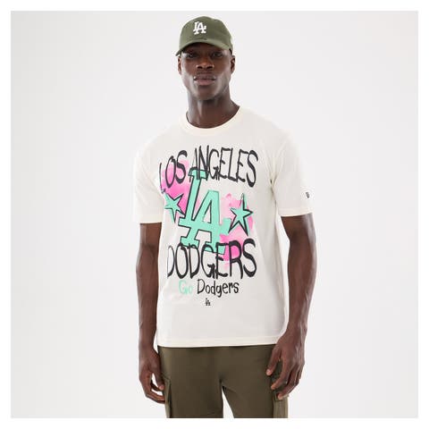 Men's New Era Cream Los Angeles Dodgers Lifestyle Punk Core T-Shirt