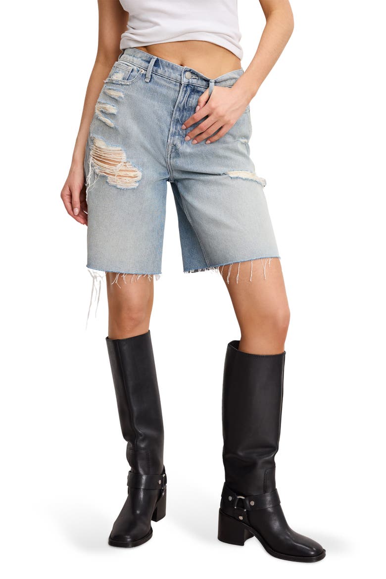 Good Extreme High Waist Denim Barrel Shorts, Main, color, INDIGO809