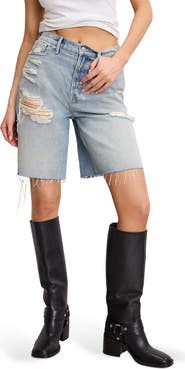 Good American Good Extreme High Waist Denim Barrel Shorts