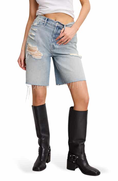 Good American Good Extreme High Waist Denim Barrel Shorts