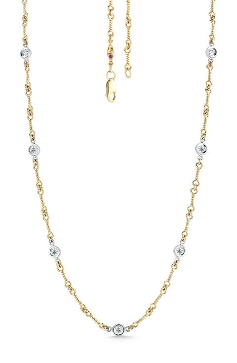 Dogbone Diamond Station Necklace