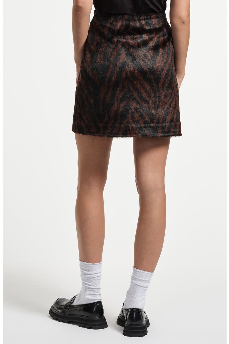 Faux Fur Miniskirt, Alternate, color, BROWN ZEBRA