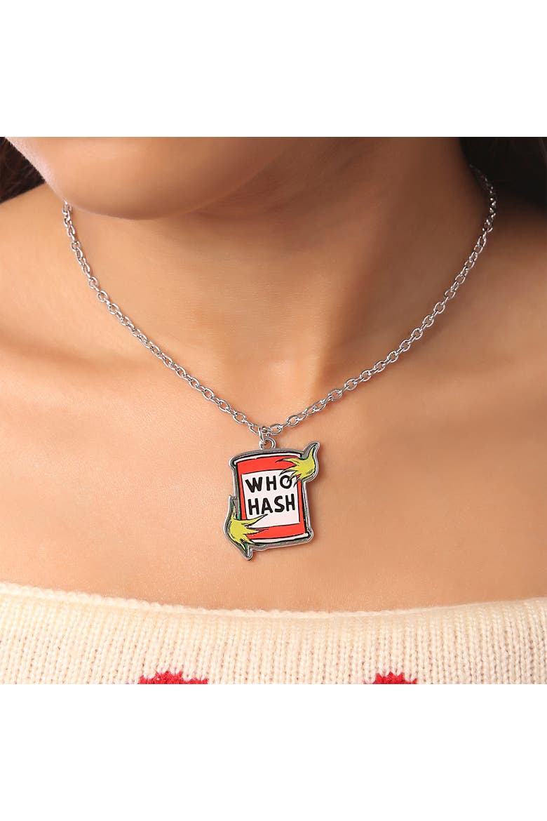 The Grinch Who Hash Necklace, 16"+3", Alternate, color, Red
