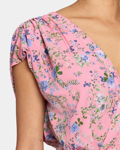Santorelli Talia Cap Sleeve Midi Dress In Stretch Floral Print