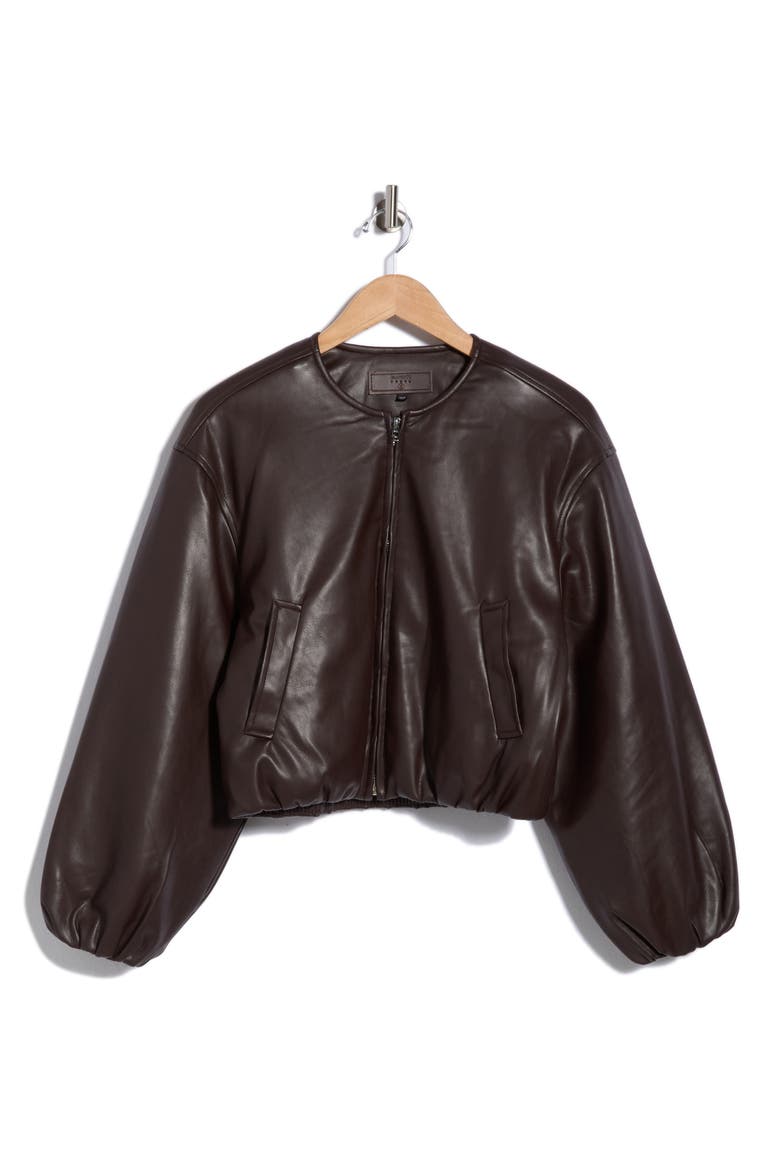 Faux Leather Bomber Jacket, Main, color, GRAND SLAM