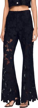 SANDRO Guipure lace trousers