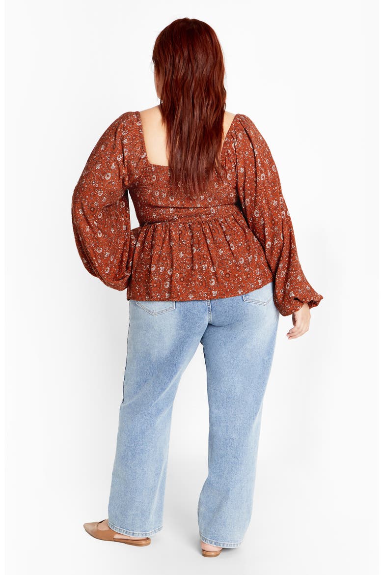 Monroe Smocked Top, Alternate, color, SPICE DITSY