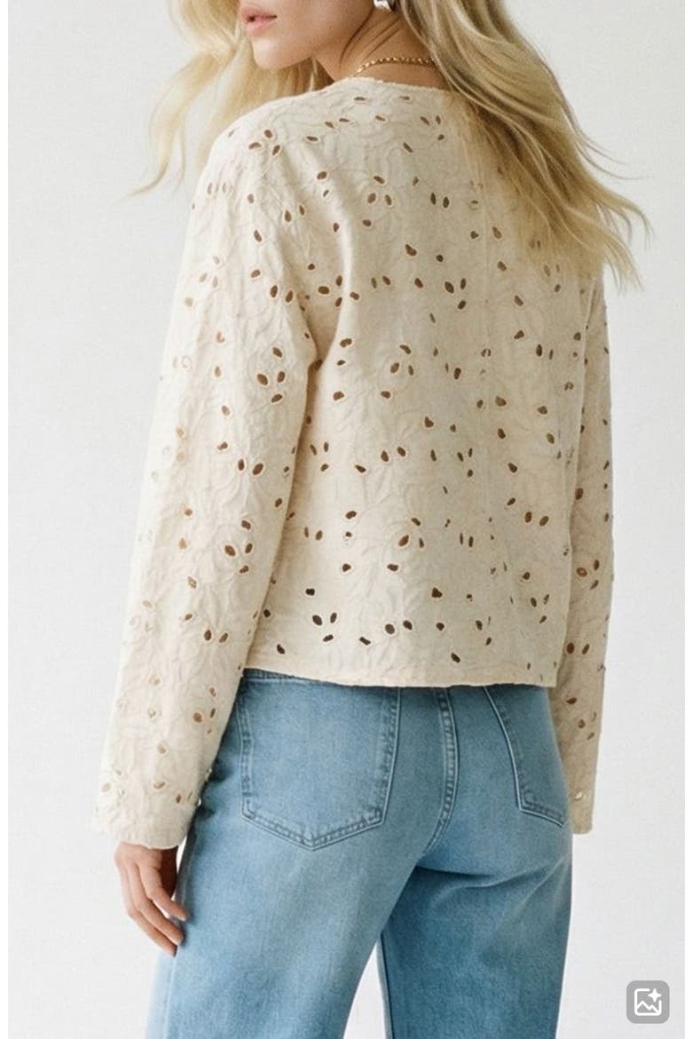 Karly Cotton Broderie Jacket, Alternate, color, ECRU