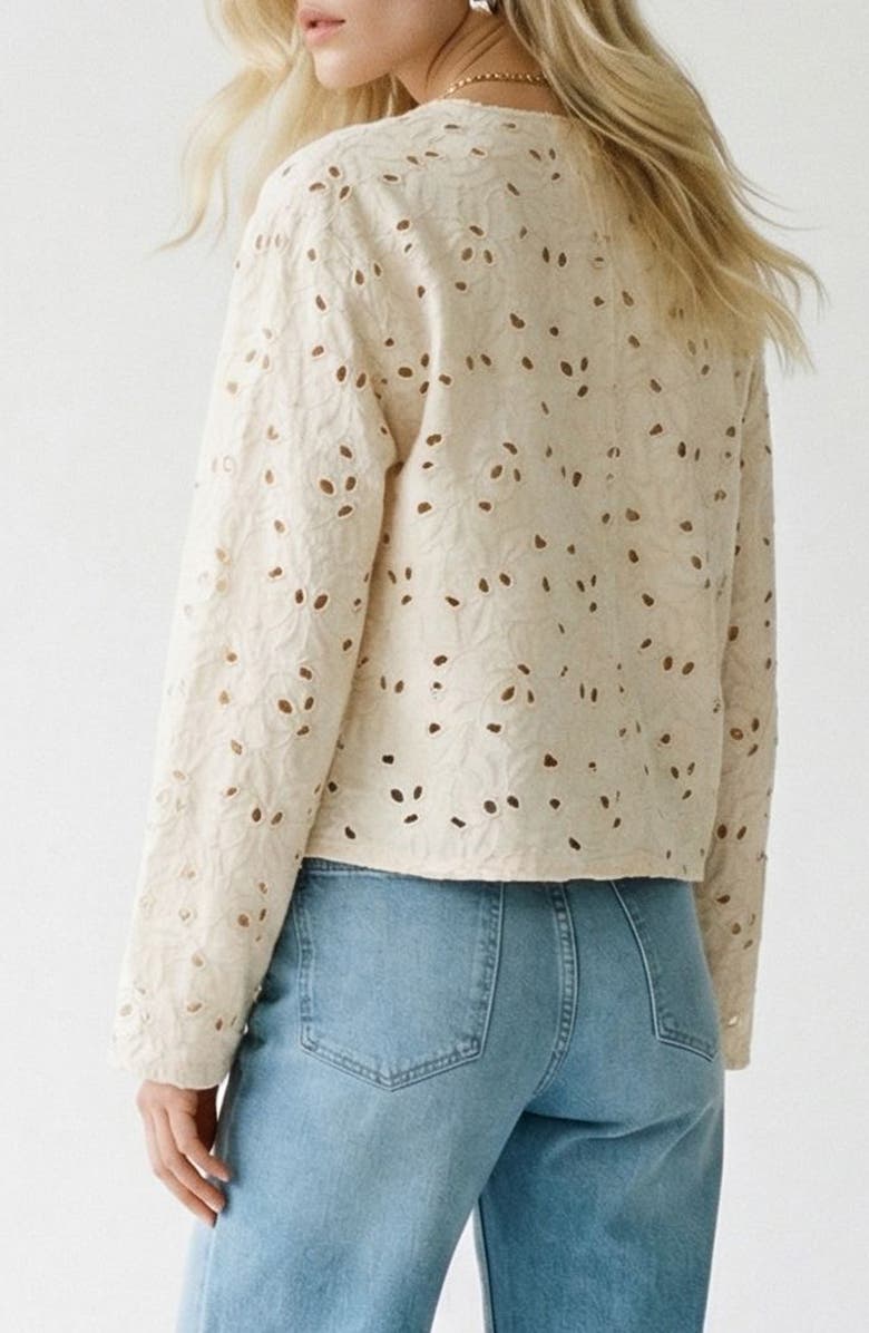 VERO MODA Karly Cotton Broderie Jacket, Alternate, color, Ecru