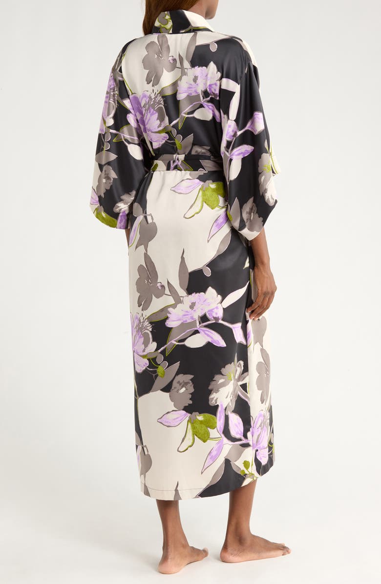 Natori Hayworth Floral Robe, Alternate, color, Black Multi