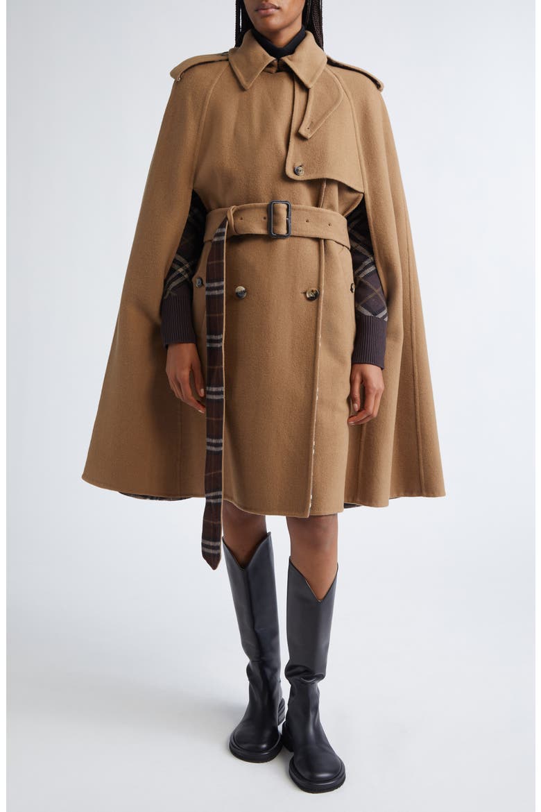 Burberry Bellemont Cape Back Wool Coat (Women) | Nordstrom