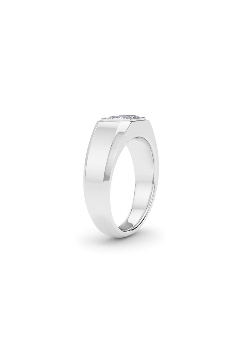 Men's Emerald Cut Lab Created Diamond Signet Ring, Alternate, color, 18K WHITE GOLD