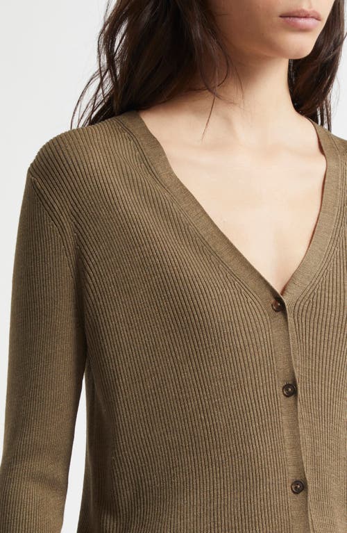 Nili Lotan Nari Silk Cardigan In Military Green