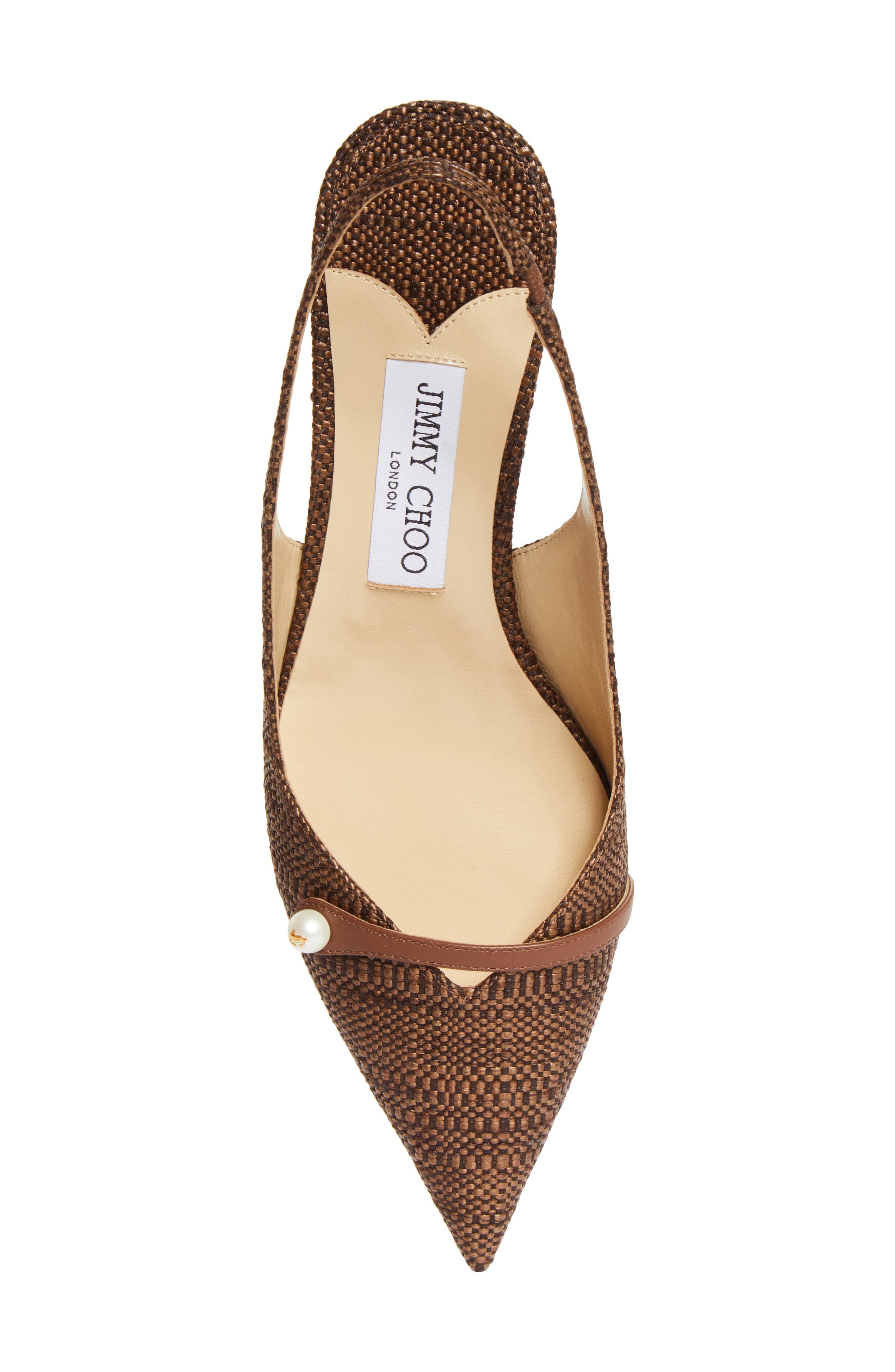 Jimmy Choo Amita Raffia Pointed Toe Slingback Pump, Alternate, color, Tan