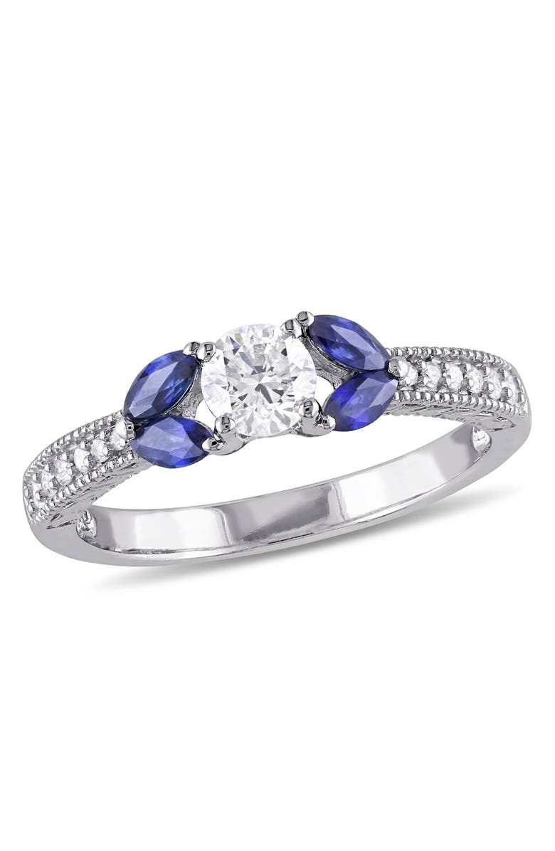 Julianna B. Diamond & Sapphire Engagement Ring 10k, Main, color, 10K White Gold