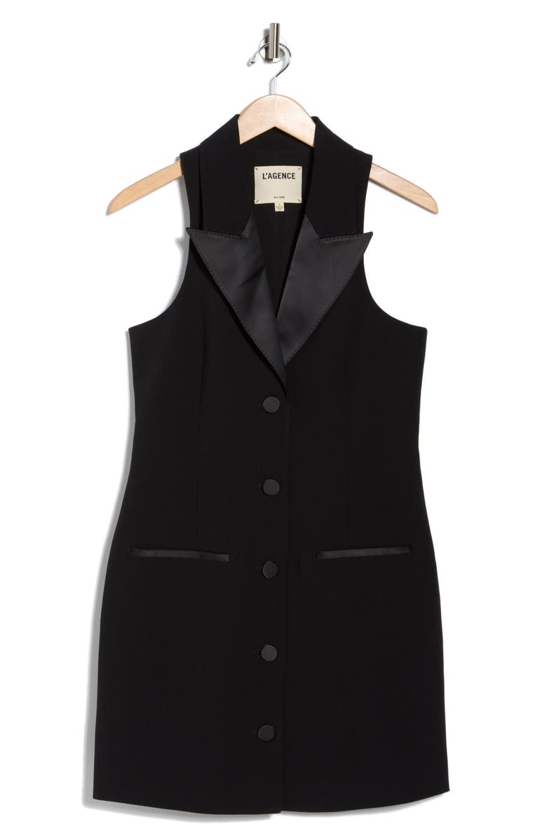 L'AGENCE Jazlynn Sleeveless Tuxedo Minidress, Alternate, color, 