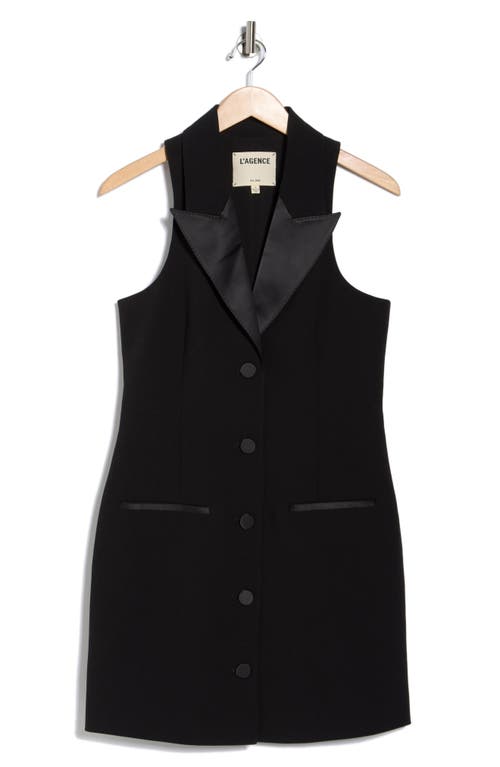 L Agence L'agence Jazlynn Sleeveless Tuxedo Minidress In Black